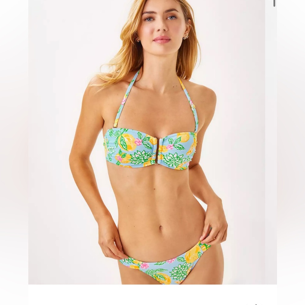 Lilly Pulitzer Jessa Swim Top & Clancy Bikini in Bluette Make Lemonade & FF